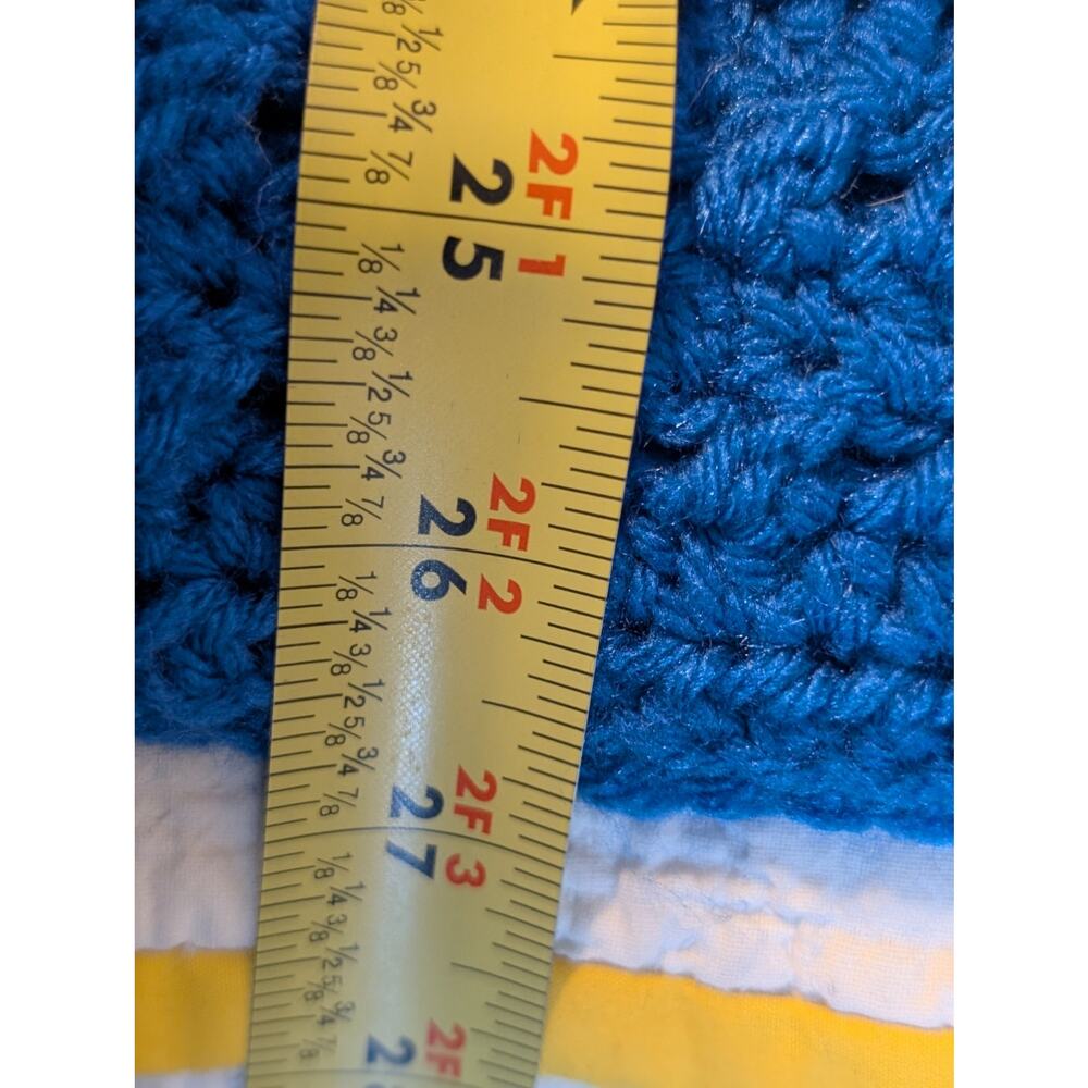 Hand Made Crocheted Loose Knit Nautical Blue Crew Neck Sweater Size Approx. L - Picture 5 of 5